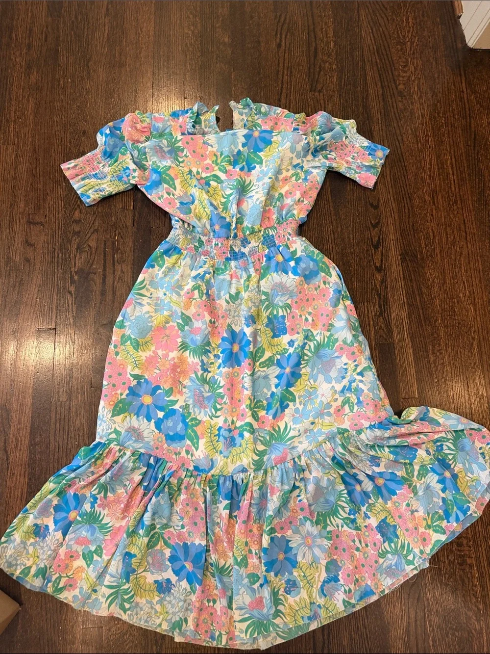 J. Crew Floral Midi Dress in Pastel Multicolor